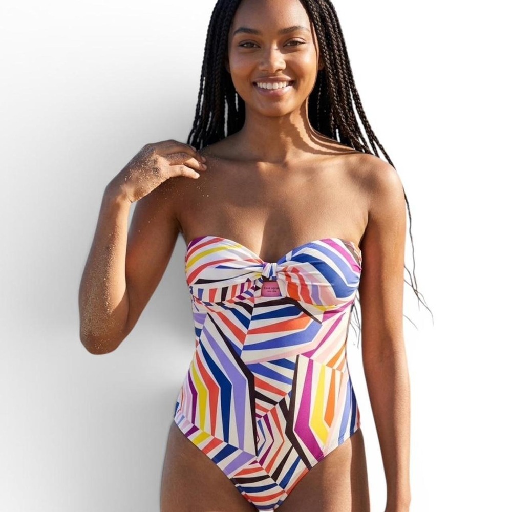 Kate Spade Geobrella Molded Bandeau Strapless Swimsuit Size M - Bathing Suit